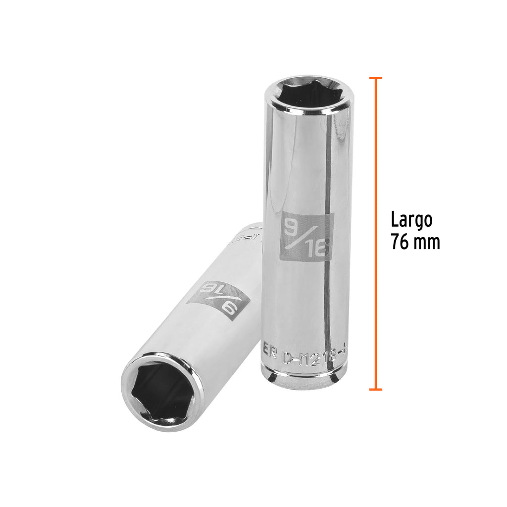 DADO LARGO DE 9/16'', 6 PUNTAS, CUADRO 1/2'', TRUPER 13326 P