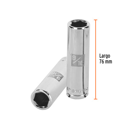 DADO LARGO DE 9/16'', 6 PUNTAS, CUADRO 1/2'', TRUPER 13326 P