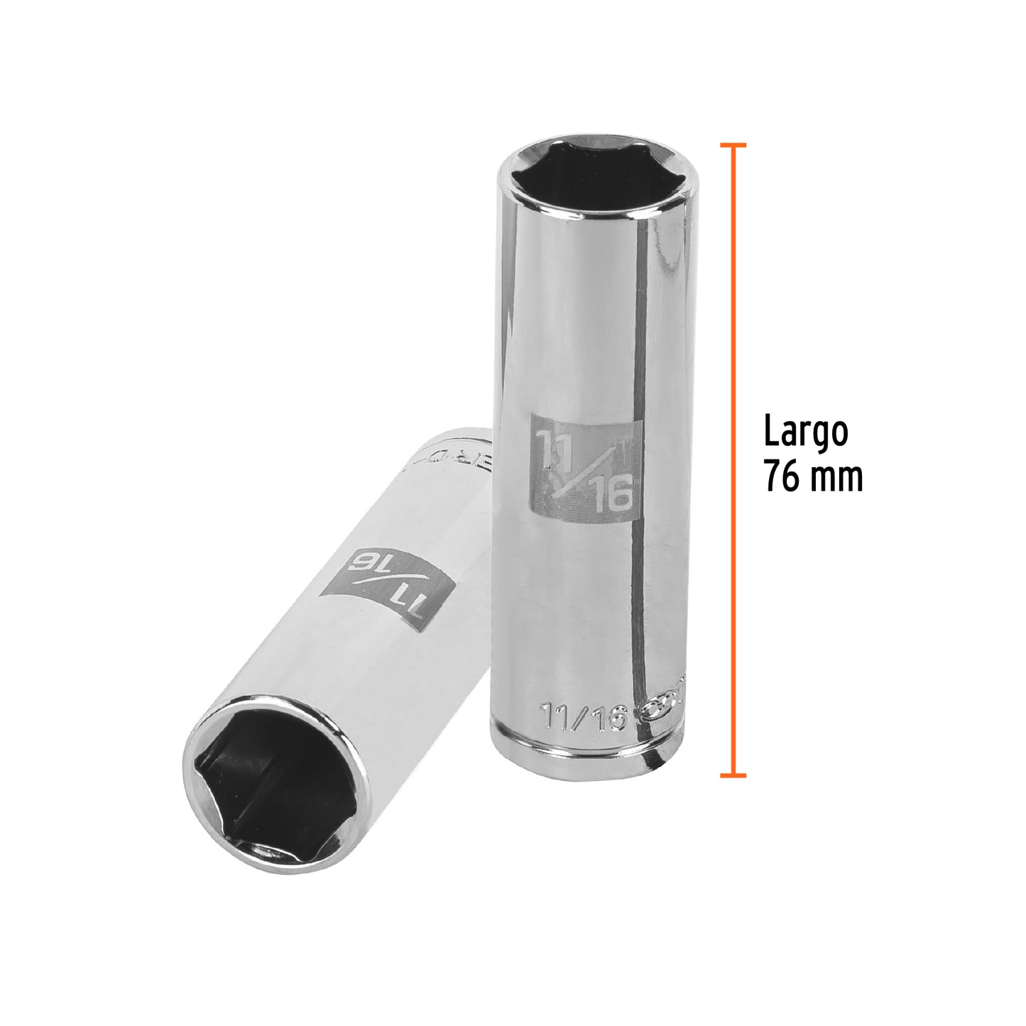 DADO LARGO DE 11/16'', 6 PUNTAS, CUADRO 1/2'', TRUPER 13328 *