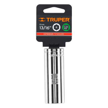 DADO LARGO DE 13/16'', 6 PUNTAS, CUADRO 1/2'', TRUPER 13330 *