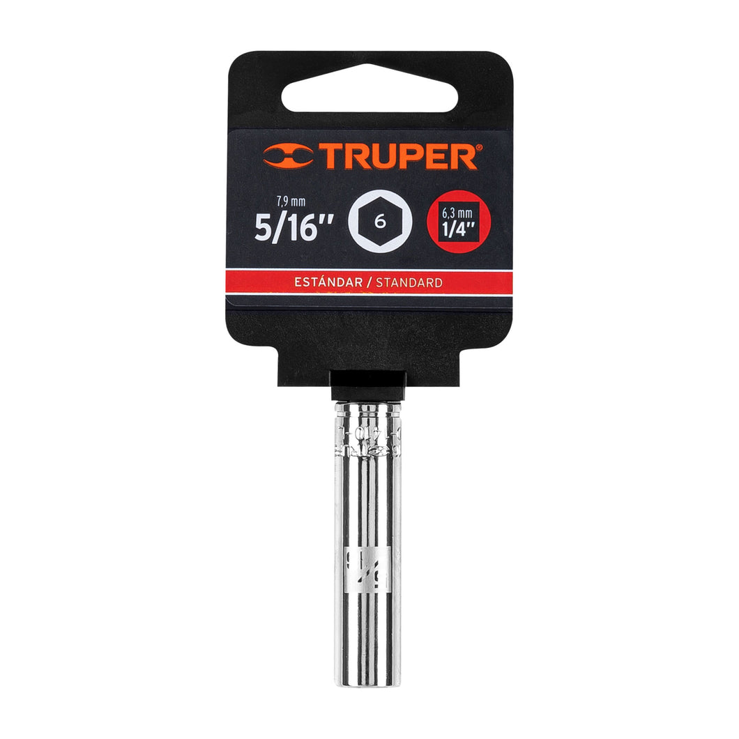 DADO LARGO DE 5/16'', 6 PUNTAS, CUADRO 1/4'', TRUPER 13184 P
