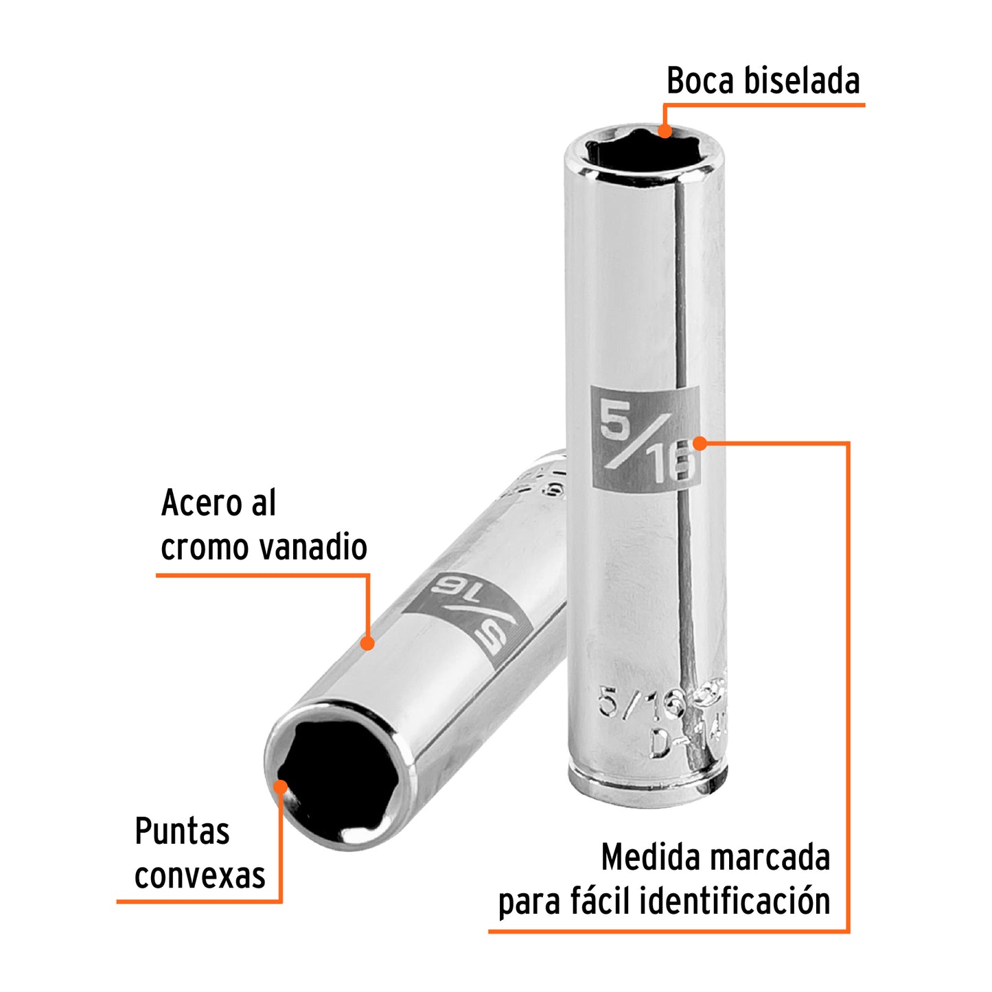 DADO LARGO DE 5/16'', 6 PUNTAS, CUADRO 1/4'', TRUPER 13184 P