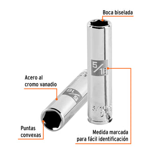 DADO LARGO DE 5/16'', 6 PUNTAS, CUADRO 1/4'', TRUPER 13184 P