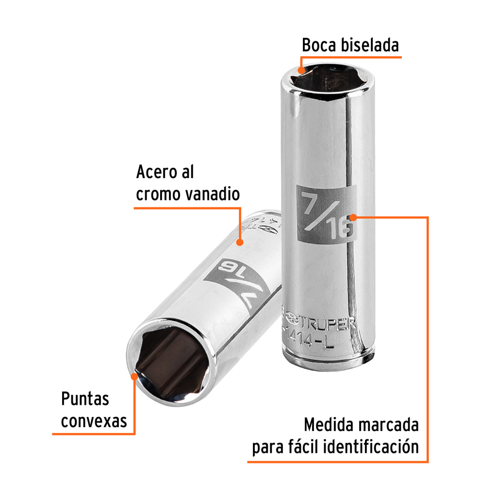 DADO LARGO DE 71/6'', PUNTAS CUADRO 1/4'' TRUPER 13187 P