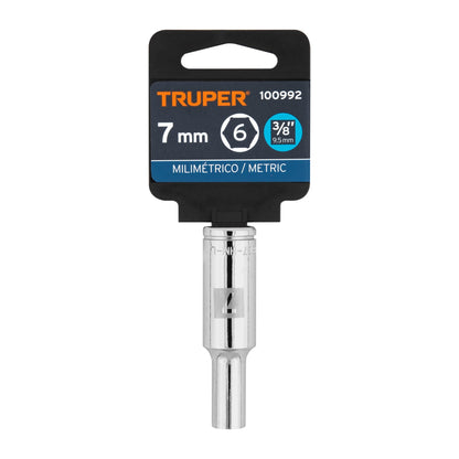 DADO LARGO DE 6 MM, 6 PUNTAS, CUADRO 3/8'', TRUPER 100992 P