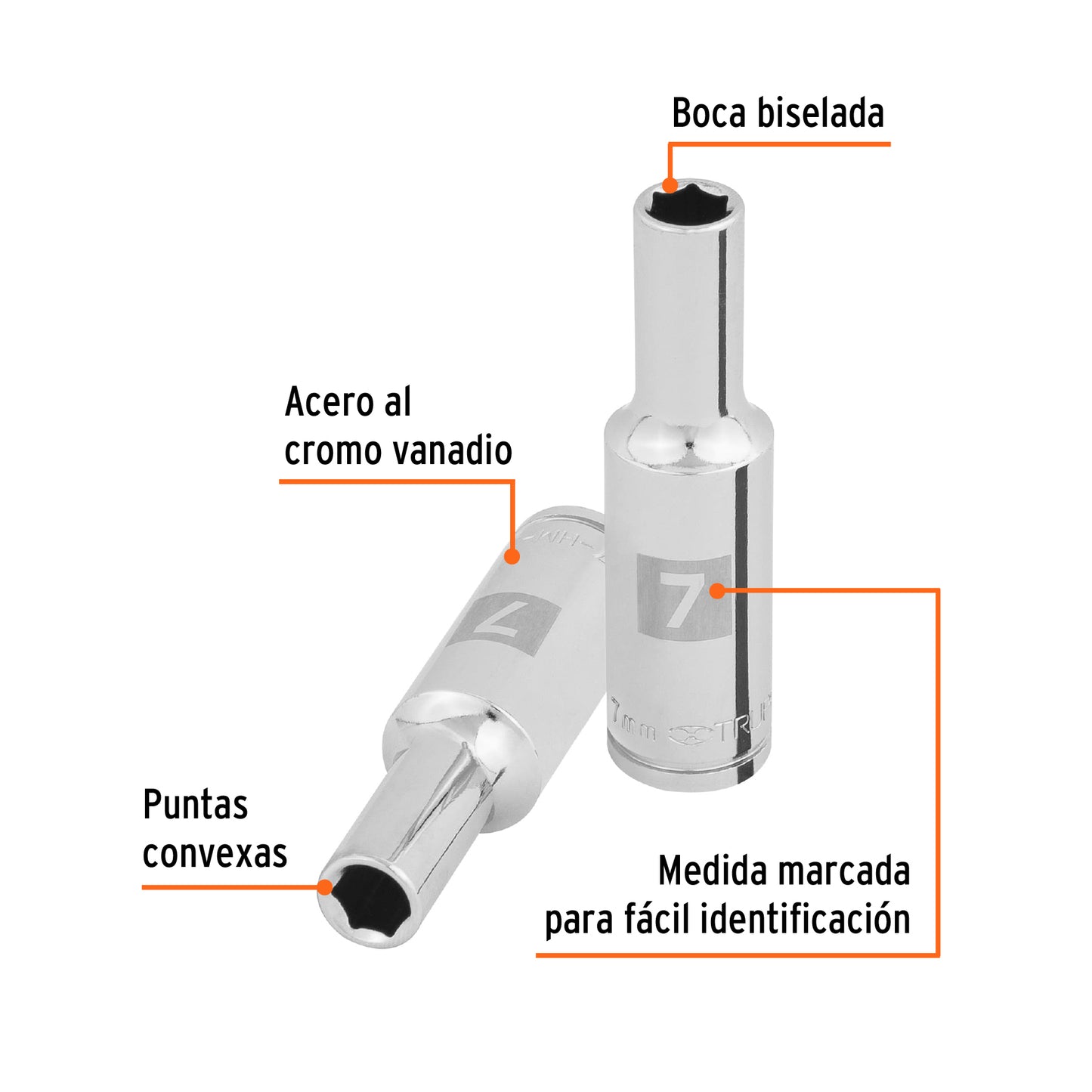 DADO LARGO DE 6 MM, 6 PUNTAS, CUADRO 3/8'', TRUPER 100992 P
