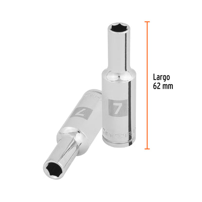 DADO LARGO DE 6 MM, 6 PUNTAS, CUADRO 3/8'', TRUPER 100992 P