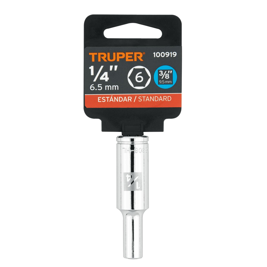DADO LARGO DE 1/4'', 6 PUNTAS, CUADRO 3/8'', TRUPER 100919 P