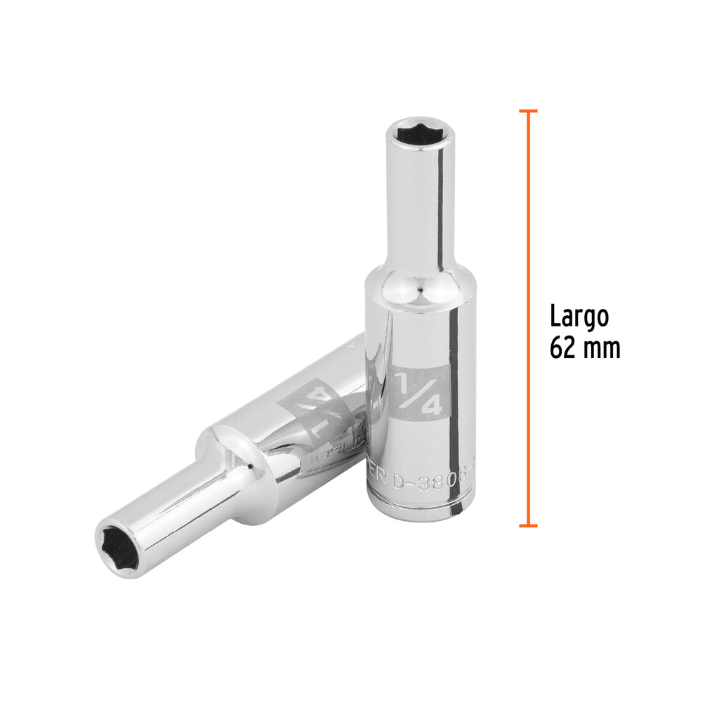 DADO LARGO DE 1/4'', 6 PUNTAS, CUADRO 3/8'', TRUPER 100919 P