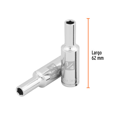 DADO LARGO DE 1/4'', 6 PUNTAS, CUADRO 3/8'', TRUPER 100919 P