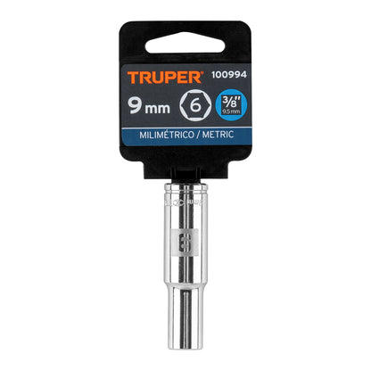 DADO LARGO DE 9MM, 6 PUNTAS, CUADRO 3/8'', TRUPER 100994 P