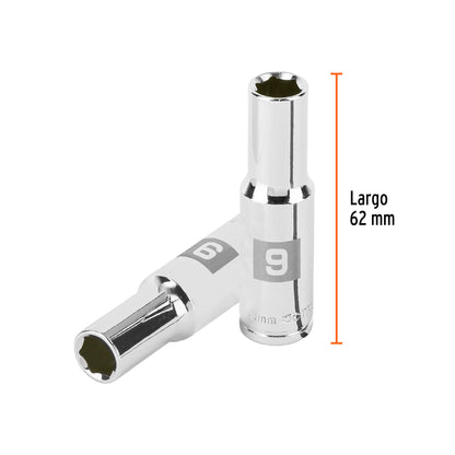 DADO LARGO DE 9MM, 6 PUNTAS, CUADRO 3/8'', TRUPER 100994 P