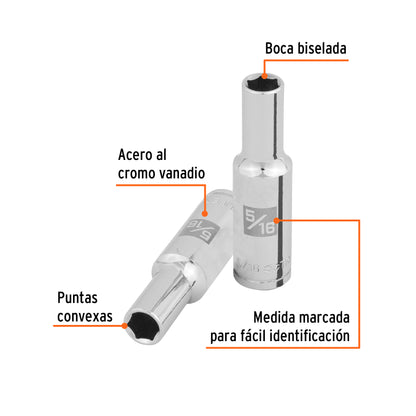 DADO LARGO 5/16'',6 PUNTAS, CUADRO 3/8'', TRUPER 100990 P