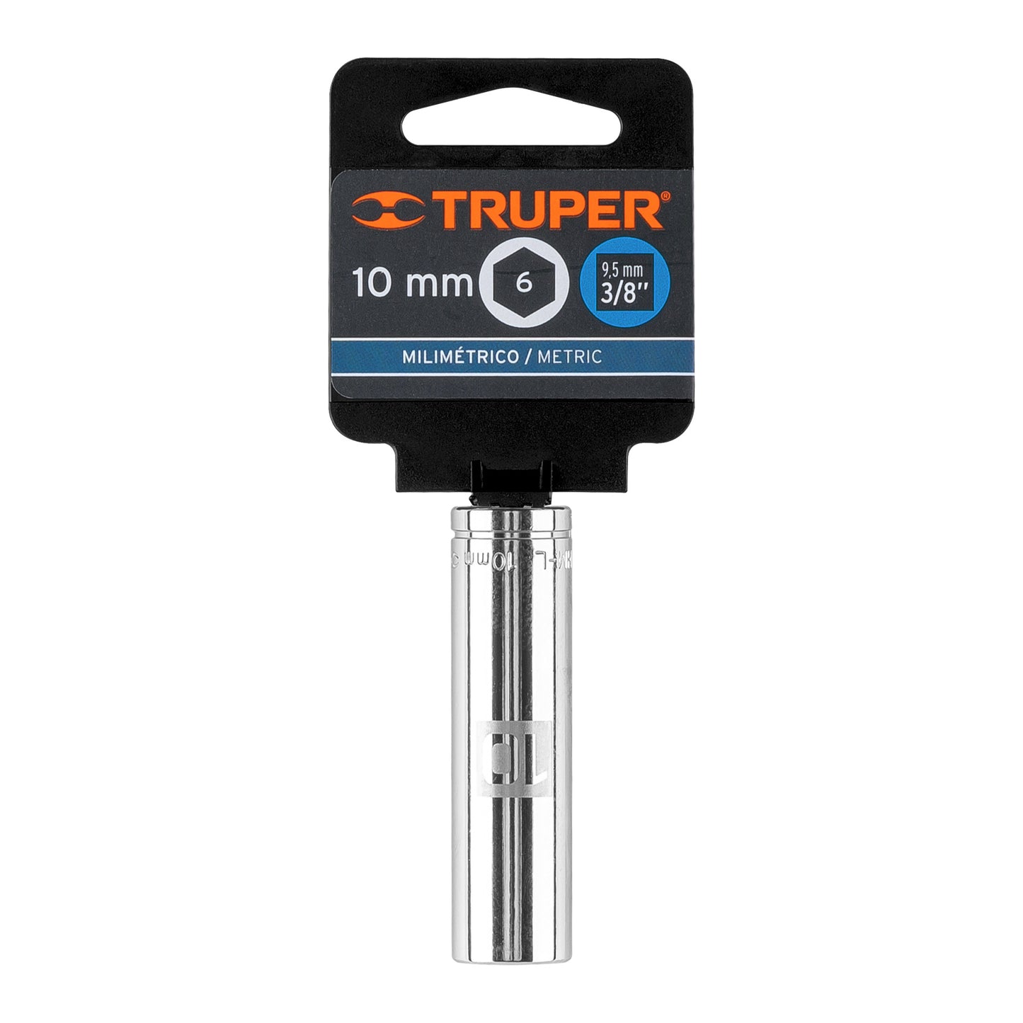 DADO LARGO DE 10 MM, 6 PUNTAS , CUADRO 3/8'', TRUPER 13770 *