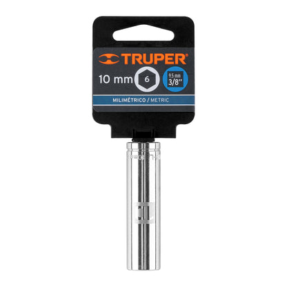 DADO LARGO DE 10 MM, 6 PUNTAS , CUADRO 3/8'', TRUPER 13770 *