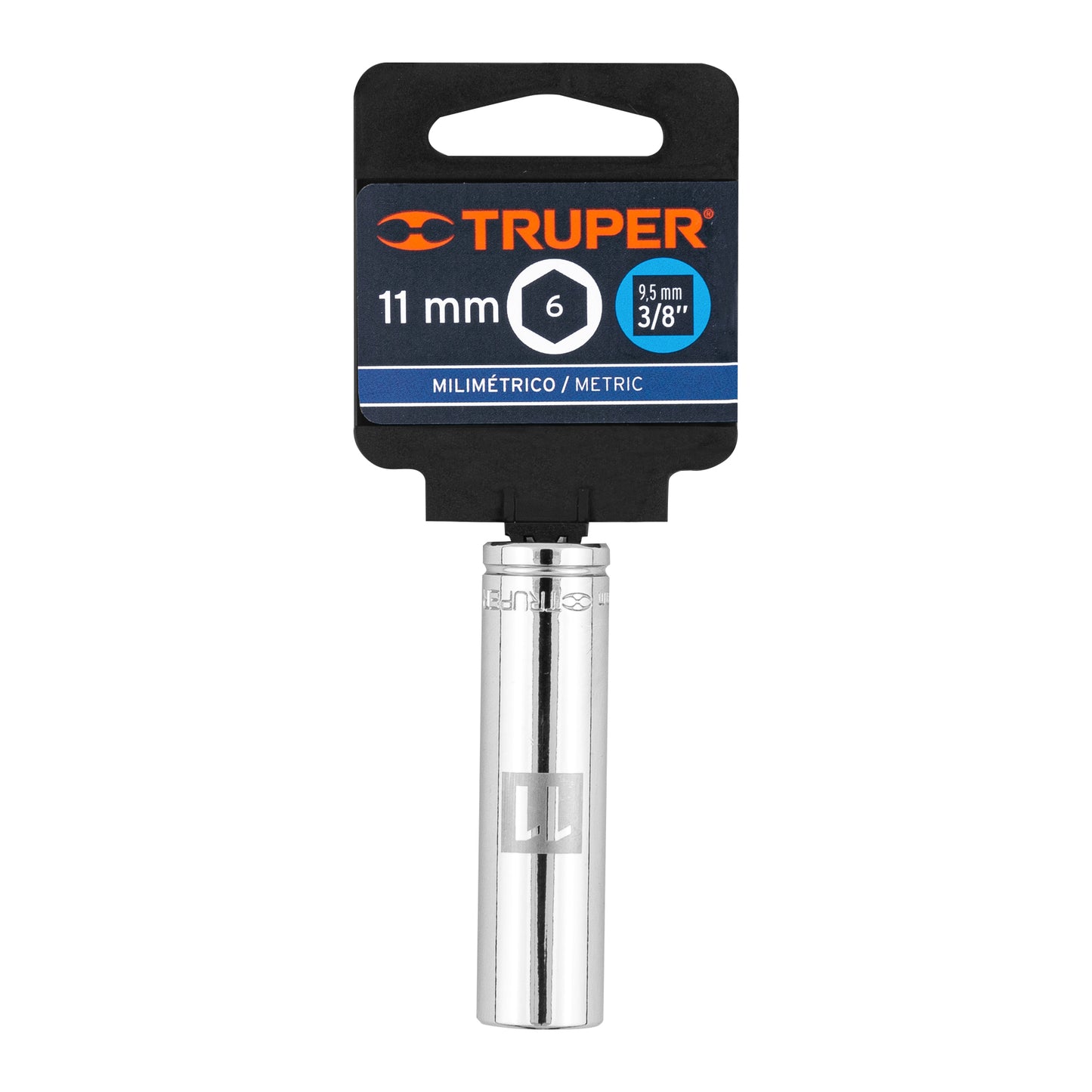 DADO LARGO DE 11 MM, 6 PUNTAS, CUADRO 3/8'', TRUPER 13771 P