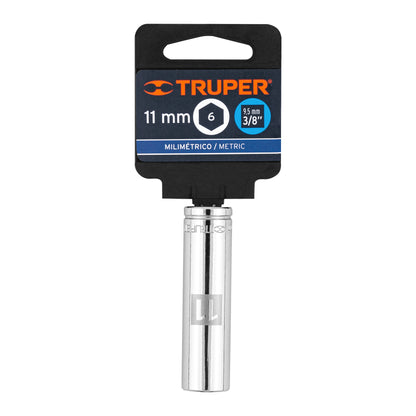 DADO LARGO DE 11 MM, 6 PUNTAS, CUADRO 3/8'', TRUPER 13771 P