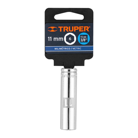 DADO LARGO DE 11 MM, 6 PUNTAS, CUADRO 3/8'', TRUPER 13771 P