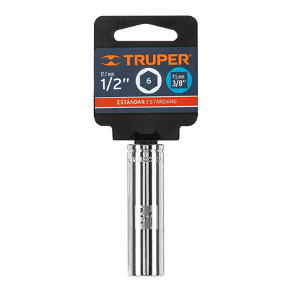 DADO LARGO DE 1/2'', 6 PUNTAS, CUADRO 3/8'', TRUPER 13714 P
