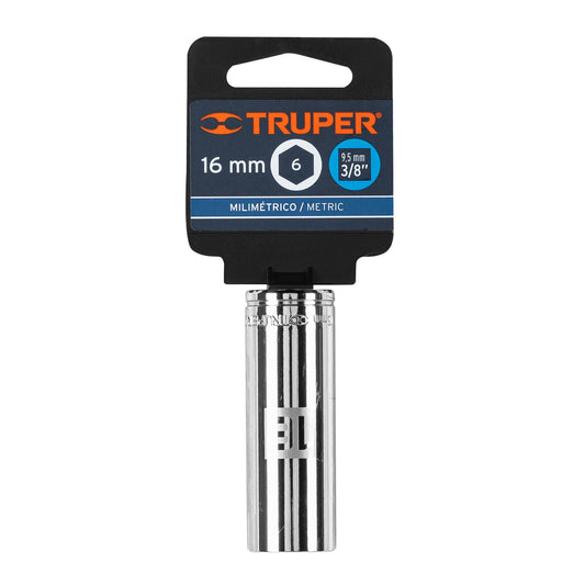DADO LARGO DE 16 MM, 6 PUNTAS, CUADRO 3/8', TRUPER 13776 *