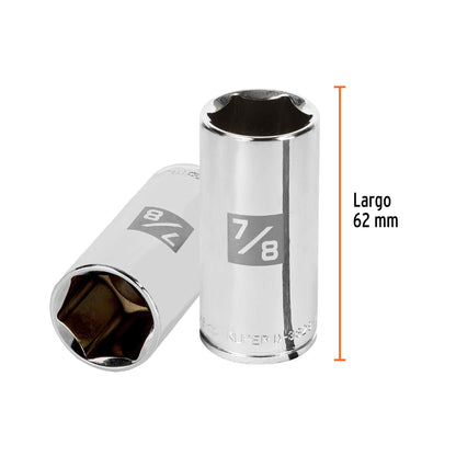 DADO LARGO DE 7/8", 6 PUNTAS, CUADRO 3/8", TRUPER 13720 *
