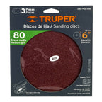 PAQUETE CON 3 DISCOS DE LIJA 6" GRANO 80, PARA PUL-4X6T 16164 *