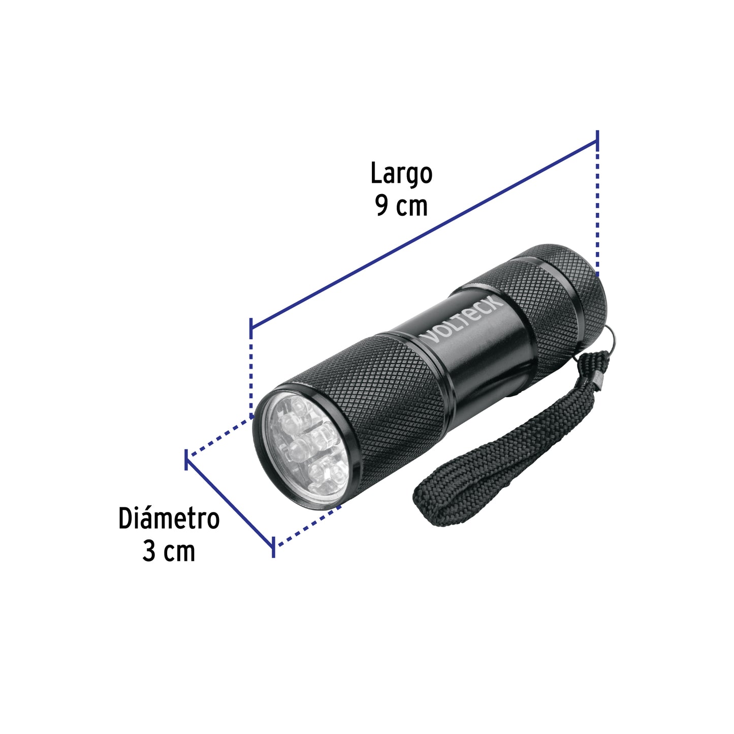 LINTERNA LED C/LUZ ULTRAVIOLETA, VOLTECK 45853 *