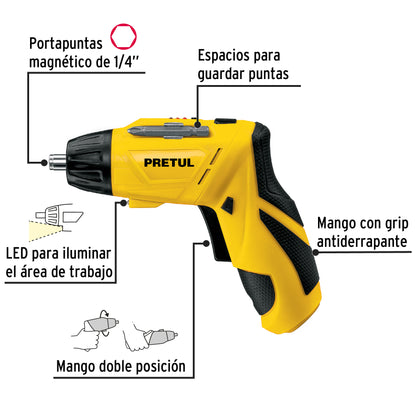 DESTORNILLADOR DE DOS POSICIONES, 3.6V, PRETUL 26402 *