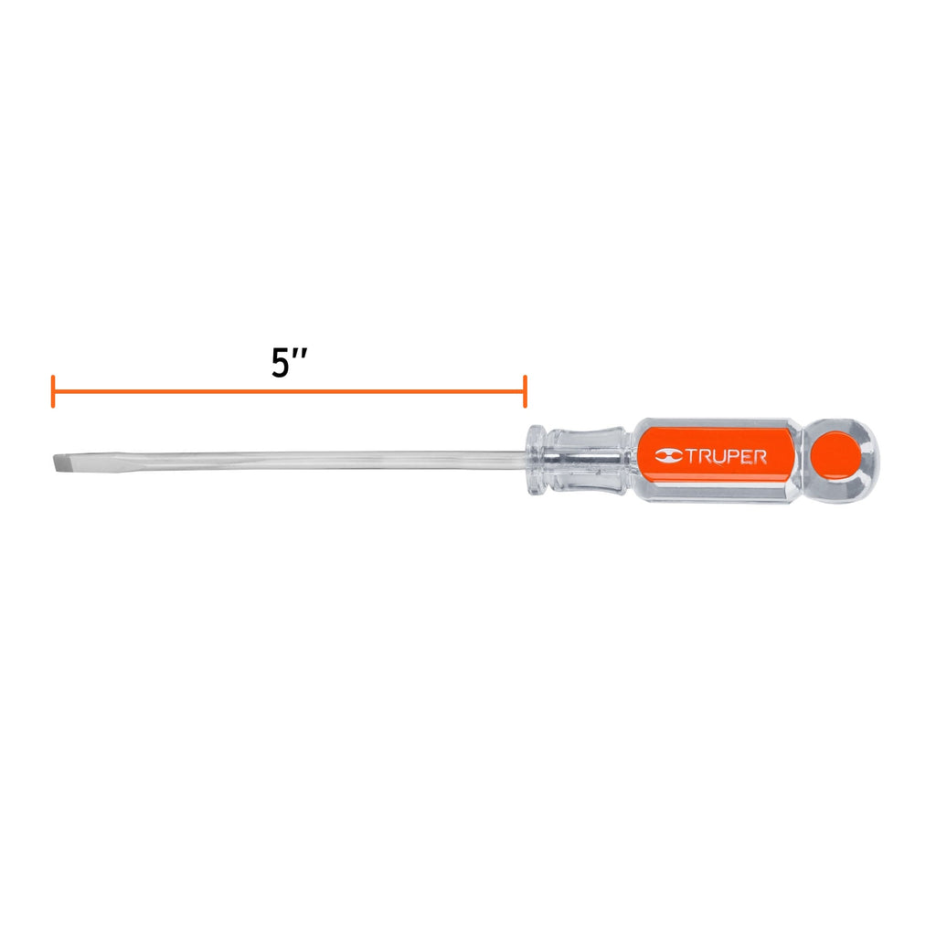DESARMADOR CABINET 3/16'' X 5'' MANGO DE ACETATO, TRUPER 14035 P