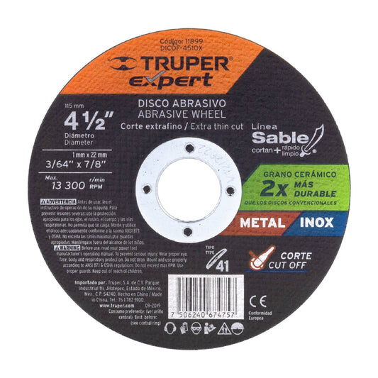 DISCO 4-1/2'' X 1MM CORTE FINO DE METAL, EXPERT 11899 *
