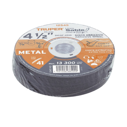 DISCO CORTE DE METAL 4-1/2'', 1MM 12545 *