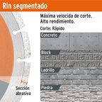 DISCO DE DIAMANTE DE 9" X 2.7 MM, RIN SEGMENTADO, TRUPER 12976 *