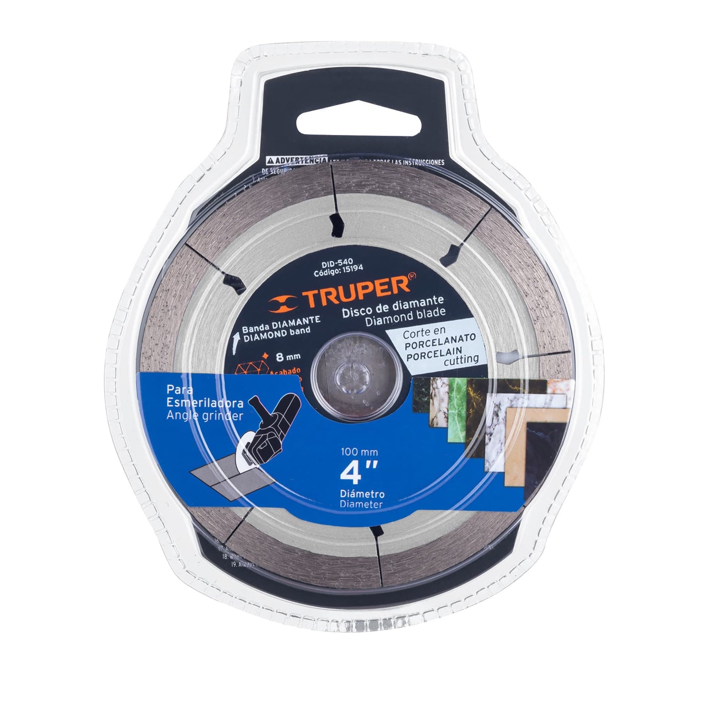 DISCO DE DIAMANTE DE 4'' X 1.35MM CORTE DE PORCELANATO 15194 *