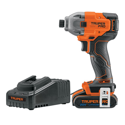DESTORNILLADOR IMPACTO INALAMBRICO 1/4'', 20 V TRUPER PRO 103253 *