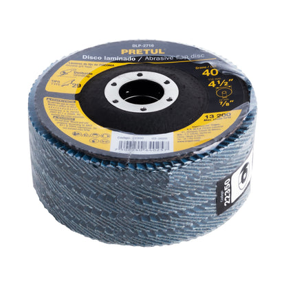 DISCO 4-1/2'' LAMINADO GRANO 40 CENTRO 7/8'', PRETUL 22350 *