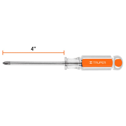 DESARMADOR DE CRUZ 1/4'' X 4'' MANGO DE ACETATO, TRUPER 14074 *