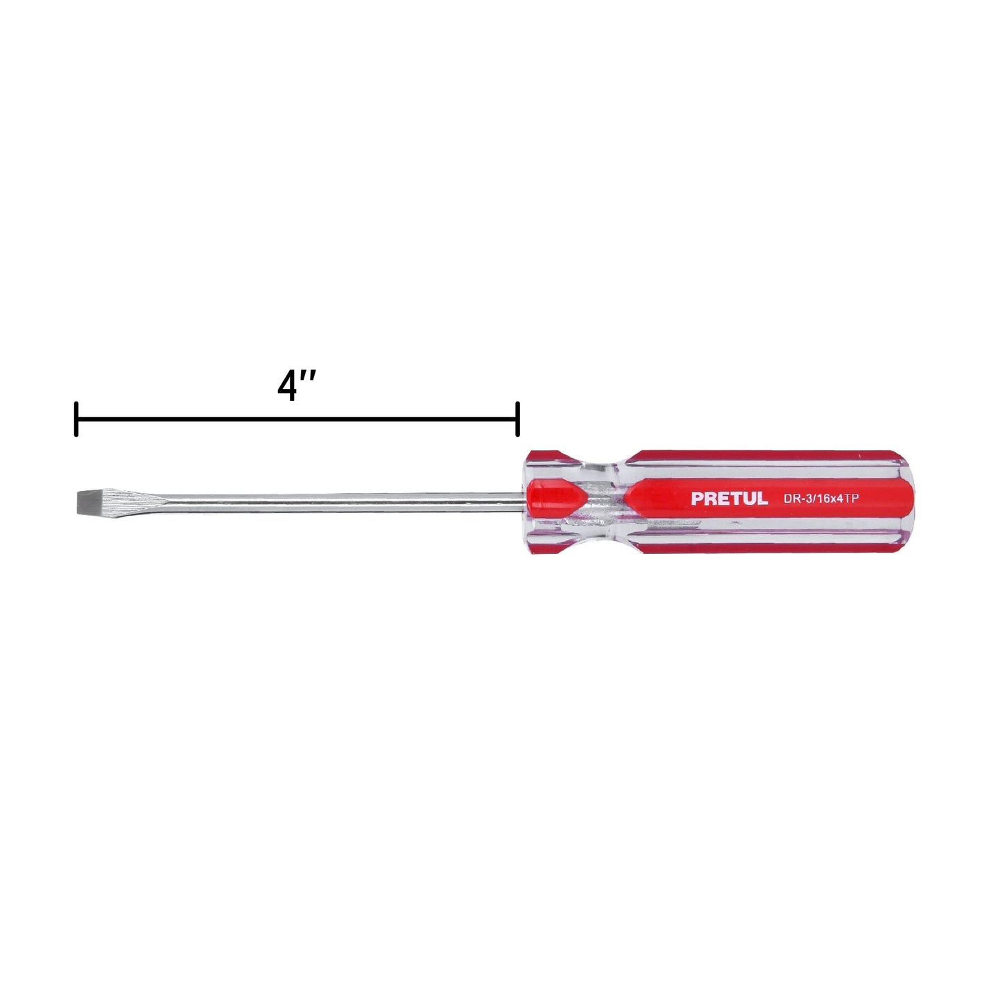 DESARMADOR PLANO 3/16 X 4'' MANGO DE PVC, PRETUL 21458 *