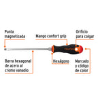 DESARMADOR PLANO 3/16'' X 6'' MANGO COMFORT GRIP, TRUPER 100832 P