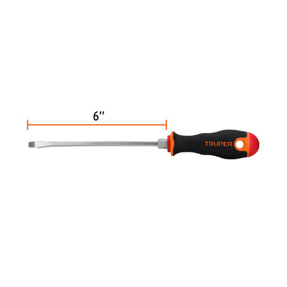 DESARMADOR PLANO 3/16'' X 6'' MANGO COMFORT GRIP, TRUPER 100832 P