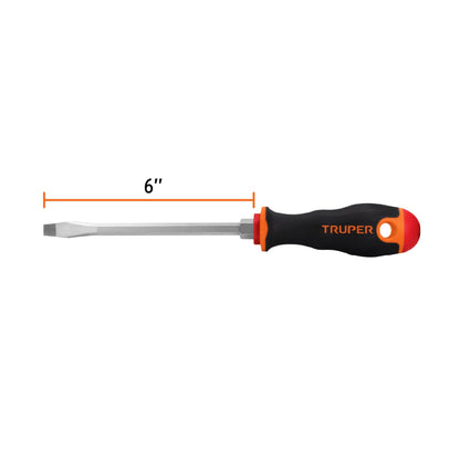 DESARMADOR PLANO 5/16'' X 6'' MANGO COMFORT GRIP, TRUPER *