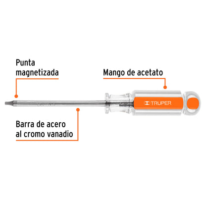 DESARMADOR PUNTA TORX T 15 MANGO DE ACETATO, TRUPER P