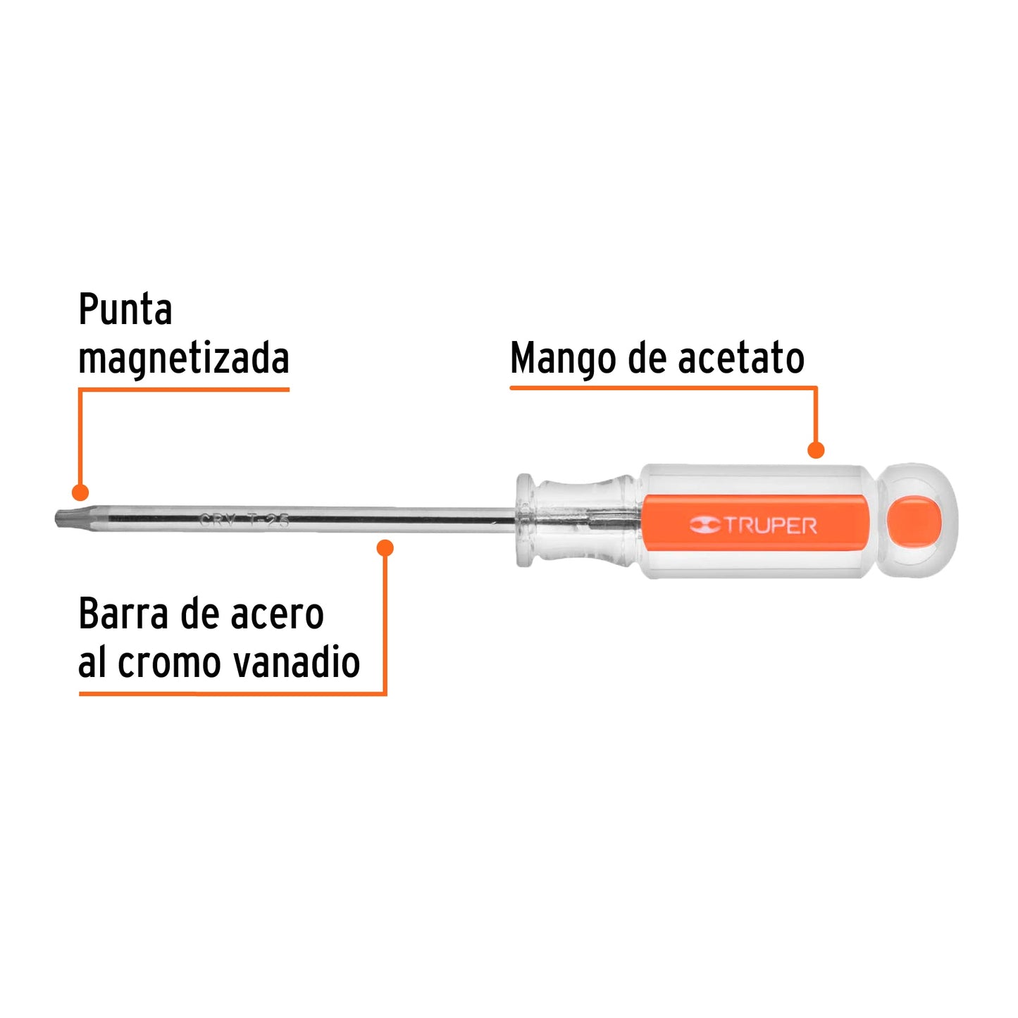 DESARMADOR PUNTA TORX T 25 MANGO DE ACETATO, TRUPER 15104 P