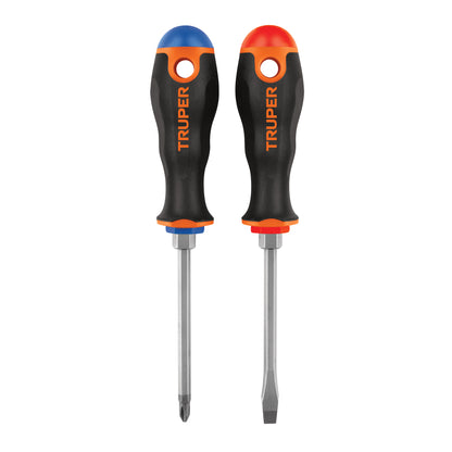 DÚO DE DESARMADORES 1/4" x 4" MANGO COMFORT GRIP, TRUPER 19622 *