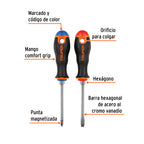 DÚO DE DESARMADORES 1/4" x 4" MANGO COMFORT GRIP, TRUPER 19622 *