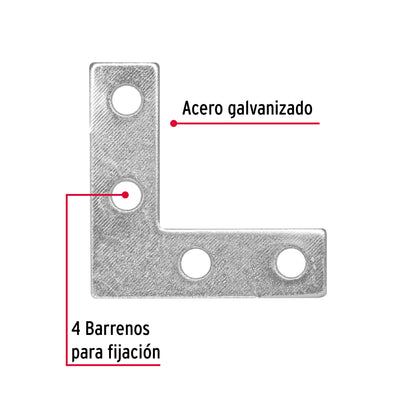 BOLSA CON 24 ESCUADRAS PLANAS CANTONERA 1-1/2'' X 1-1/2'', FIERO 41038 *