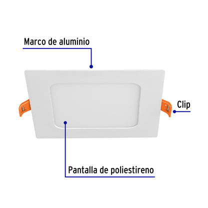 LUMINARIO LED SLIM, EMPOTRAR CUADRADO, 6W 48540 *