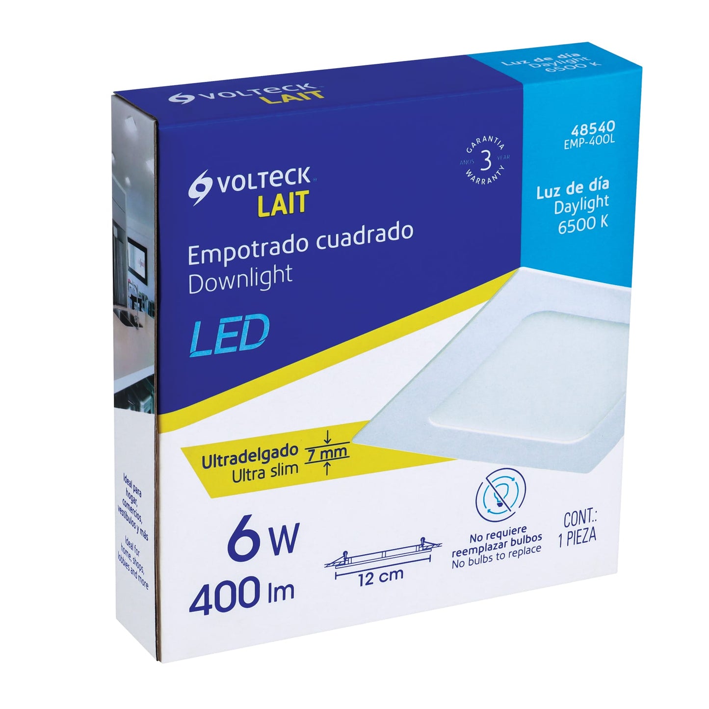 LUMINARIO LED SLIM, EMPOTRAR CUADRADO, 6W 48540 *