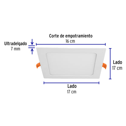 LUMINARIO LED SLIM,EMPOTRAR CUADRADO,12W 48541  *