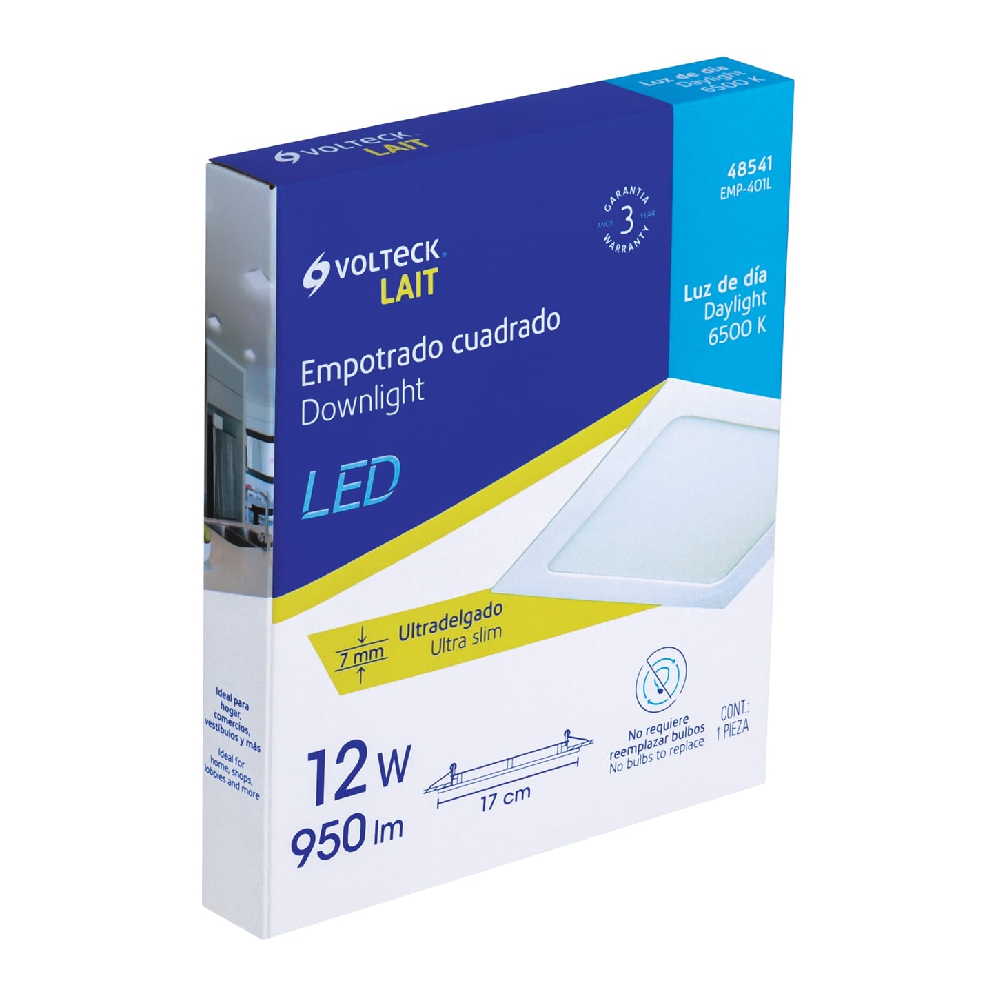LUMINARIO LED SLIM,EMPOTRAR CUADRADO,12W 48541  *