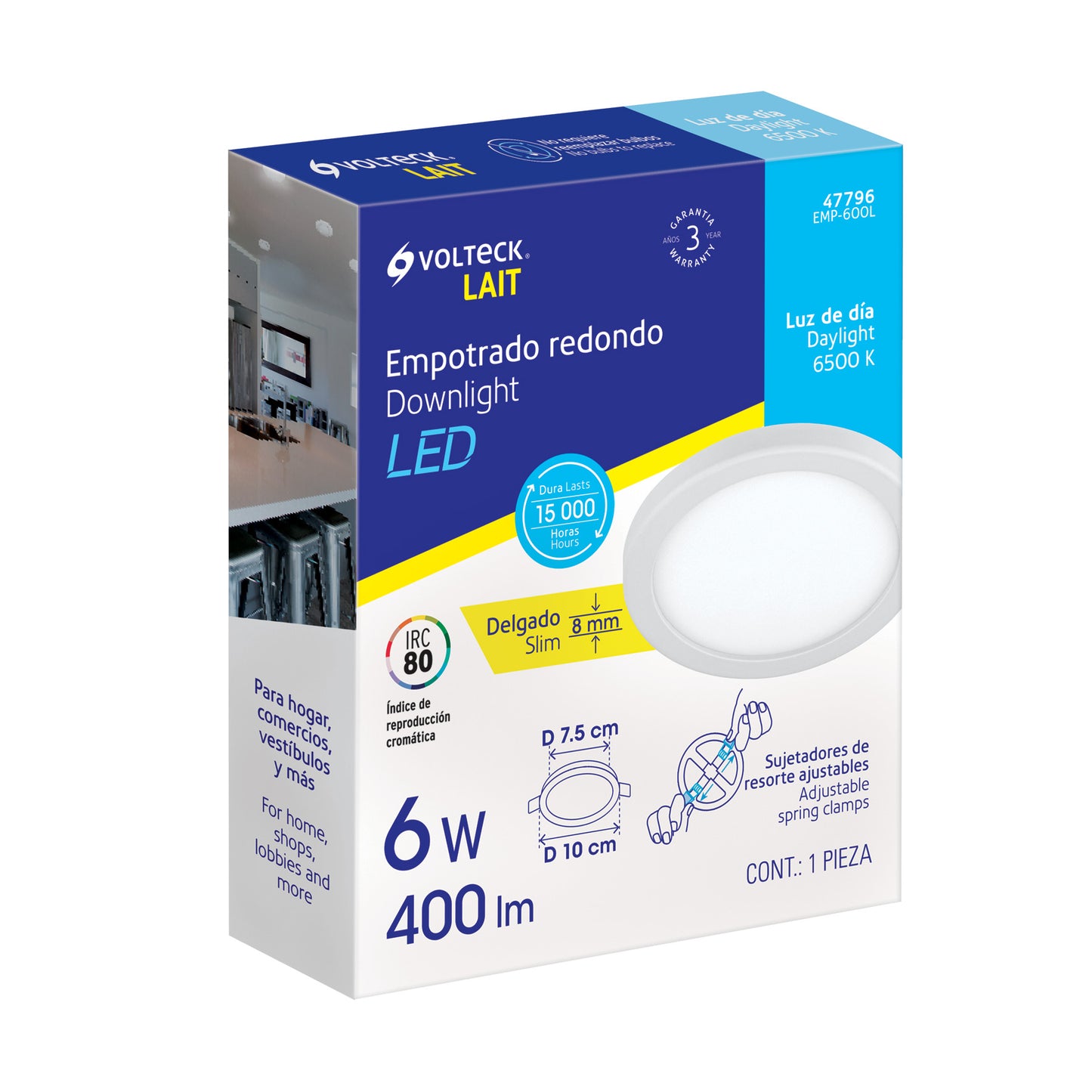 LUMINIARIO DE LED PARA EMPOTRAR 6W, AJUSTABLE, LUZ DE DÍA 47796 *